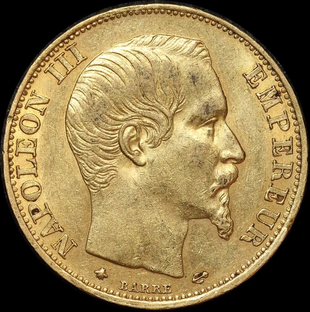 France 1859-BB Gold 20 Franc Napoleon KM#781.2 Extremely Fine product image