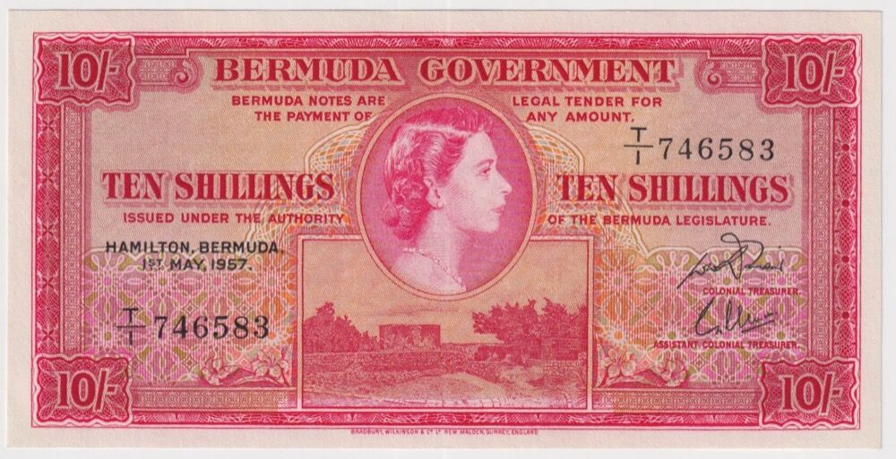 Bermuda 1957 10 Shillings Note P#19b Uncirculated product image