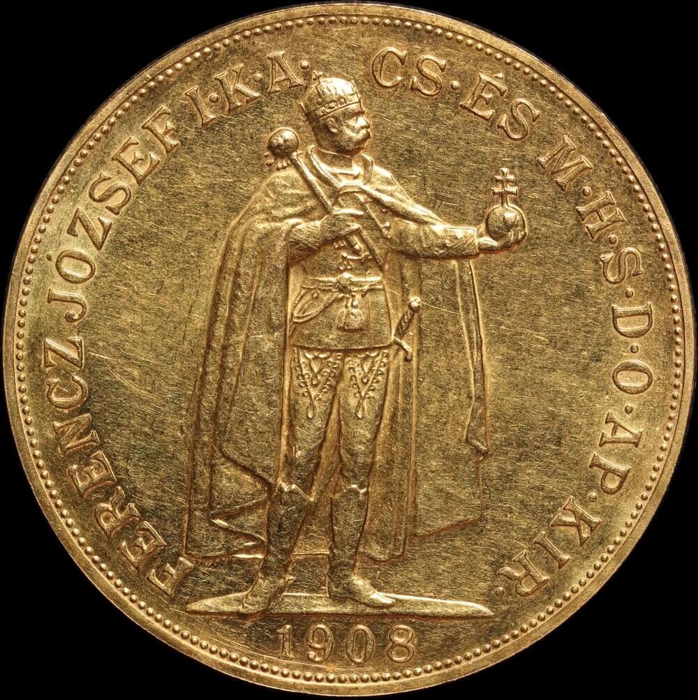 Hungary 1908 Gold 100 Korona KM#491 about Unc product image