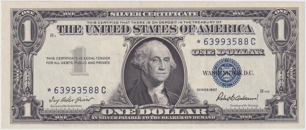 United States 1957 1 Dollar Silver Certificate Star Note P#419 Uncirculated product image