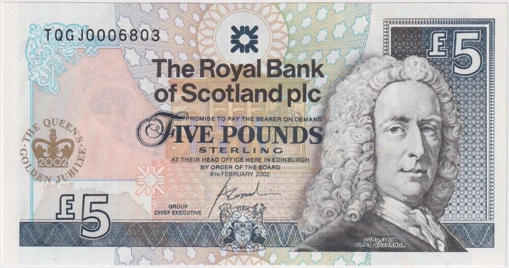 Royal Bank of Scotland 2002 5 Pounds P#362 Uncirculated - Golden Jubilee product image