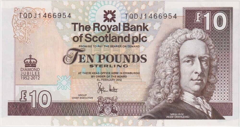 Royal Bank of Scotland 2012 10 Pounds P#368 Uncirculated - Diamond Jubilee product image