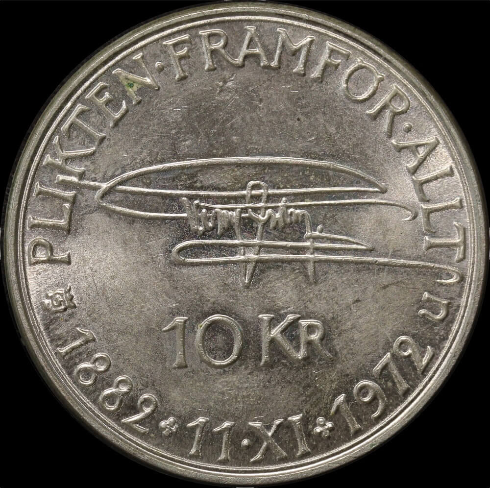 Sweden 1972 Silver 10 Kronor Gustaf VI Adolf KM#847 Uncirculated product image