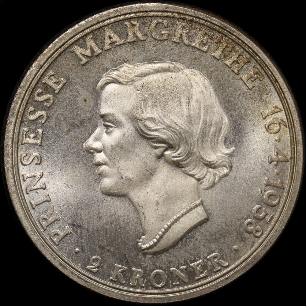 Denmark 1958 Silver 2 Kroner Frederick IX KM#845 Uncirculated product image