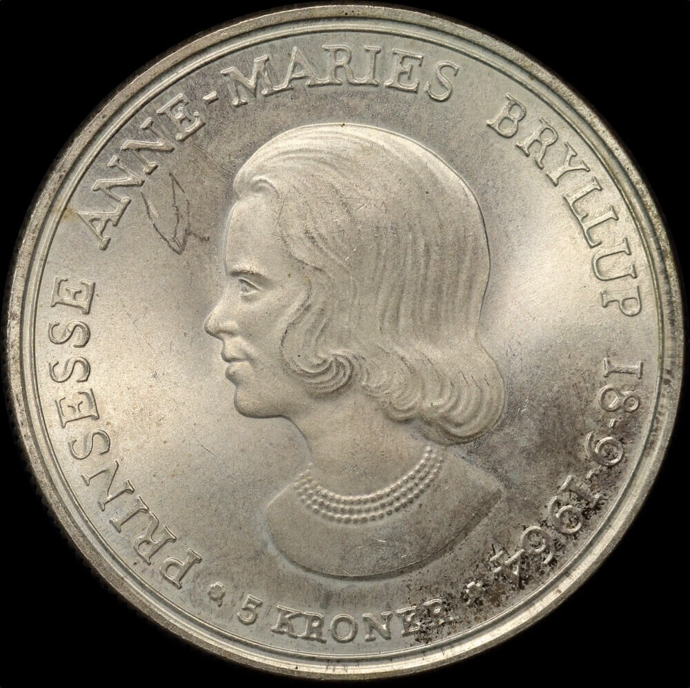 Denmark 1964 Silver 5 Kroner Frederick IX KM#854 Uncirculated product image