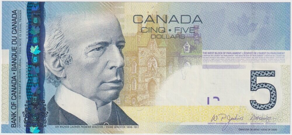 Canada 2006 5 Dollar Note P#101Aa Uncirculated product image