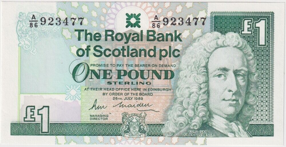 Royal Bank of Scotland 1989 1 Pound Note P#351a Uncirculated product image