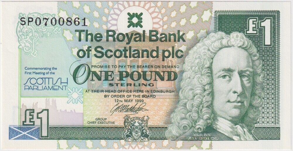 Royal Bank of Scotland 1999 1 Pound Note P#360 Uncirculated - First Meeting of Scottish Parliament product image