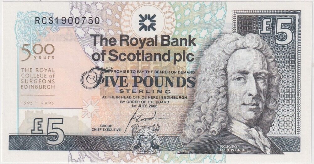 Royal Bank of Scotland 2005 5 Pounds P#364 Uncirculated - Royal College of Surgeons product image