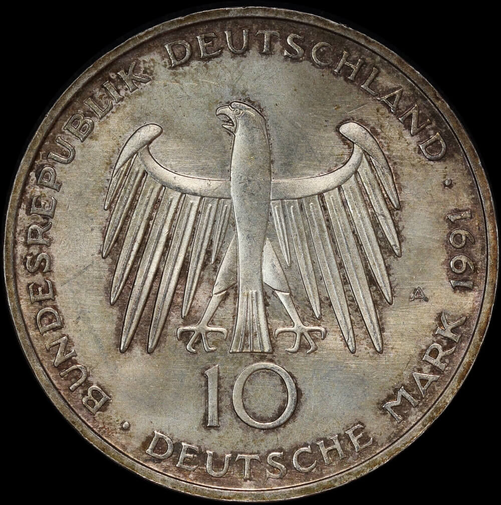 Germany 1991 Silver 10 Deutsche Mark KM#177 Uncirculated - Brandenburg Gate product image