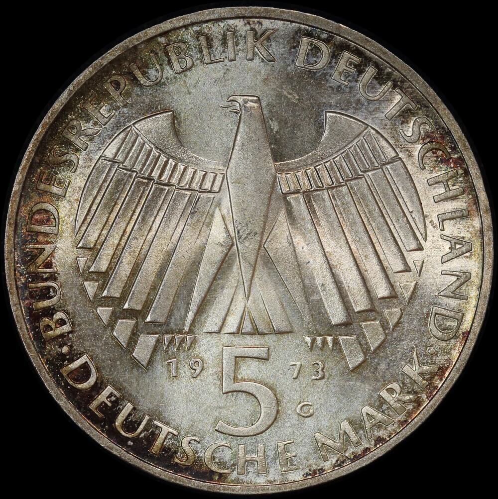 Germany 1973 Silver 5 Deutsche Mark KM#137 Uncirculated - Frankfurt National Assembly product image