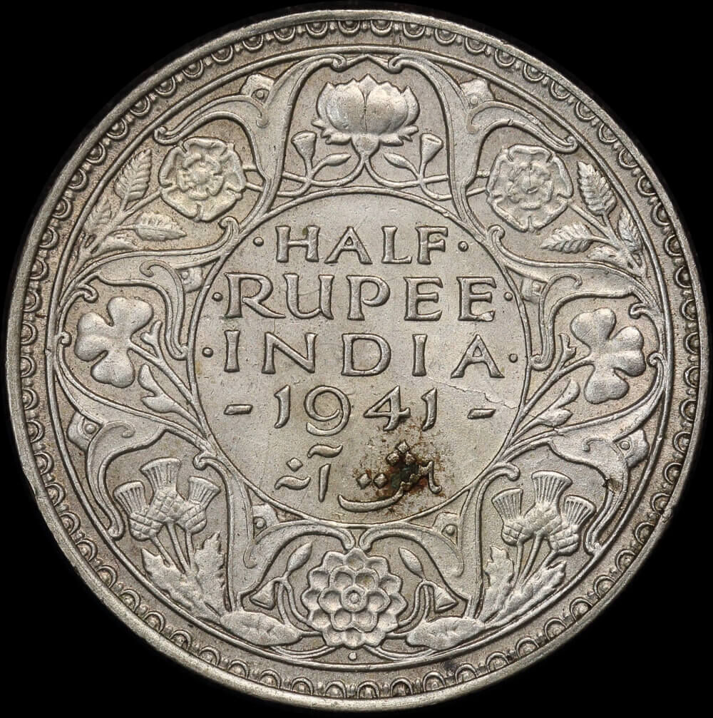 India (British) 1941 Silver 1/2 Rupee KM#551 Uncirculated product image