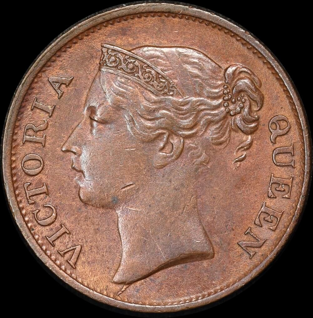 India (British) 1845 Copper 1/2 Cent KM#2 good EF product image