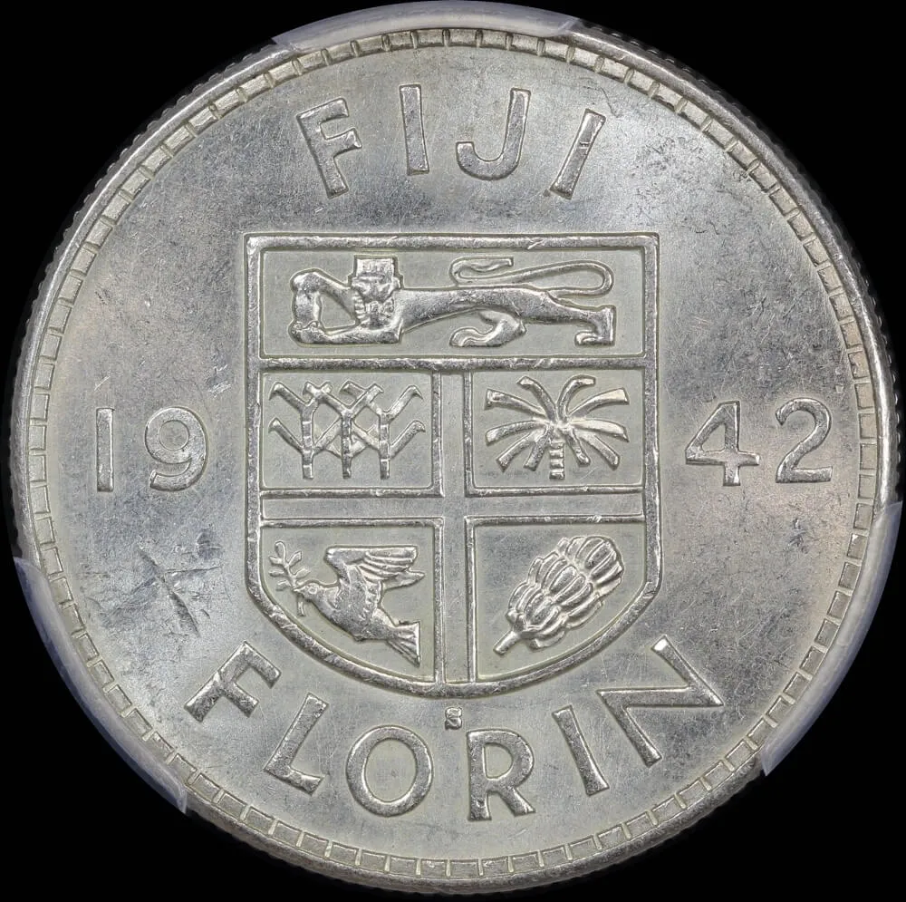 Fiji 1942-S Silver Florin KM# 13a PCGS AU58 product image