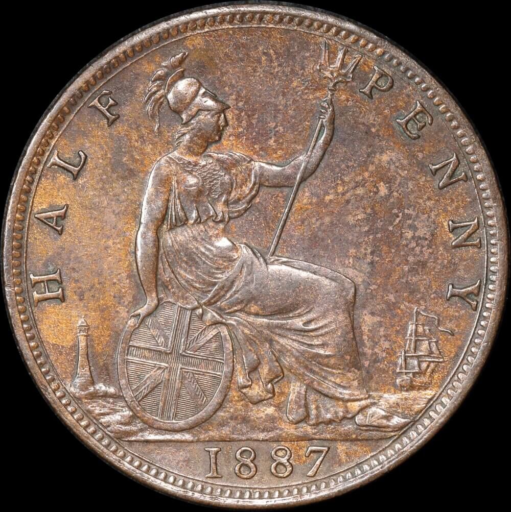 1887 Copper Halfpenny Victoria S#3956 about Uncirculated product image