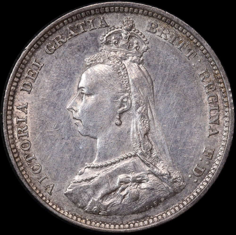 1887 Silver Shilling Victoria S#3926 good EF product image