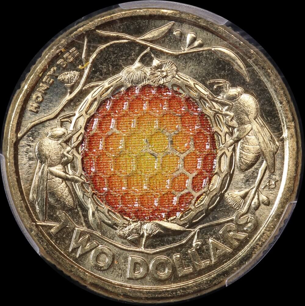 2022 Coloured $2 Coin Honey Bee KM#4364 Gem Unc (PCGS MS67) product image