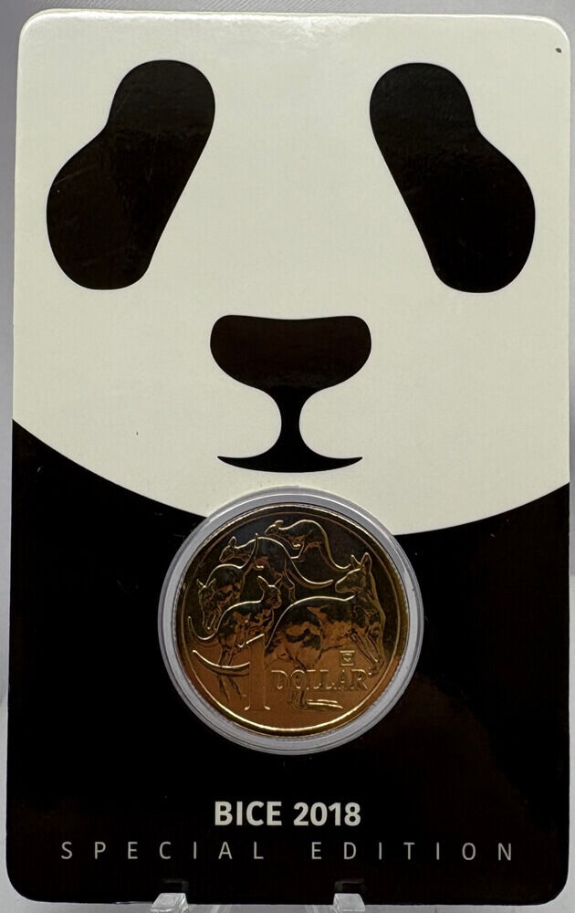 2018 $1 Uncirculated Coin in Card - Beijing Coin Expo Panda Privy Mark product image