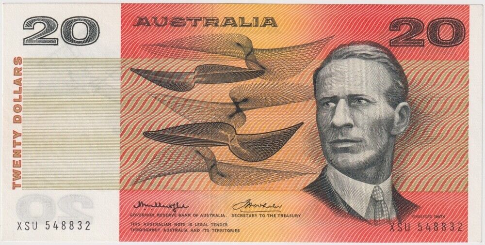 1976 $20 Note Gothic Serials Centre Thread XSU Last Prefix Knight/Wheeler R406aL Uncirculated product image