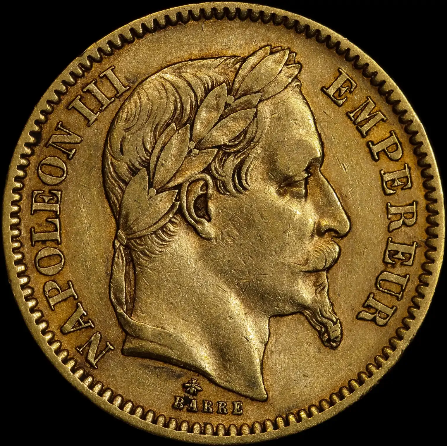 France 1865-A Gold 20 Franc KM#801.1 good VF product image