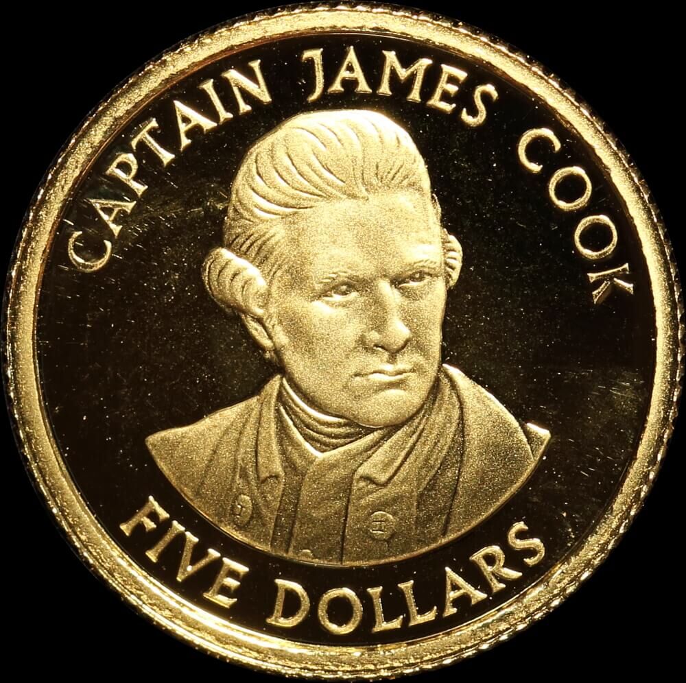 Cook Islands 2001 Gold Proof 5 Dollars KM# 242922 - Captain Cook product image