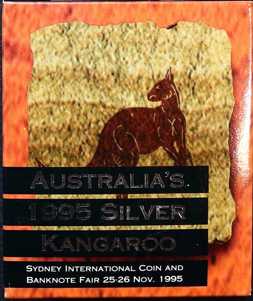 1995 One Dollar Silver Kangaroo Unc Coin Fair - Facing Kangaroo product image