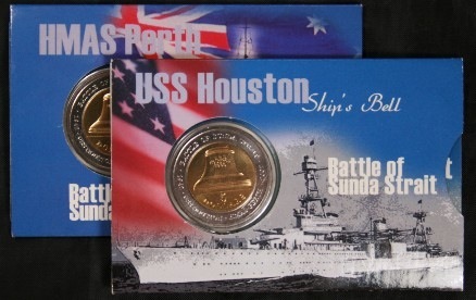 2002 5 Dollar Unc Coin Pair- Battle of Sunda Strait USS Houston and HMAS Perth product image