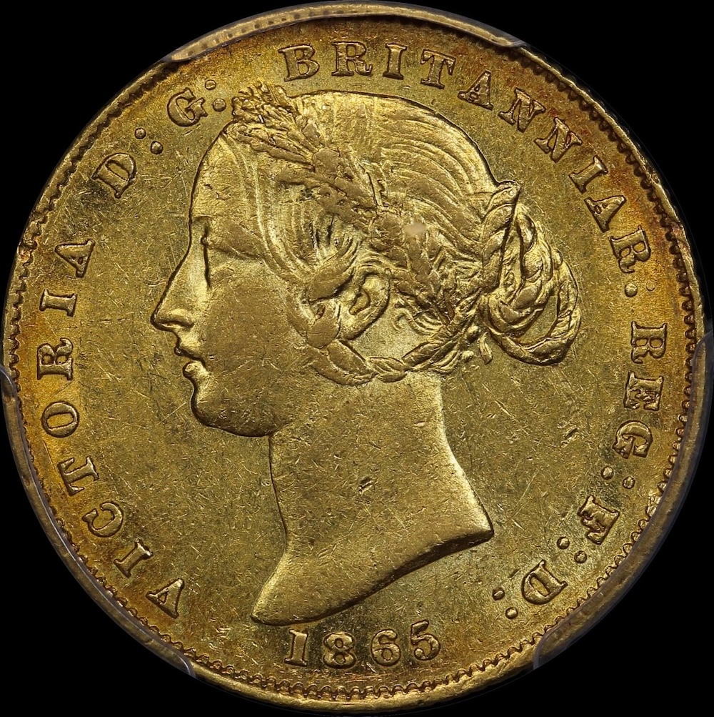 1865 Sydney Mint Type II Sovereign PCGS AU55 product image