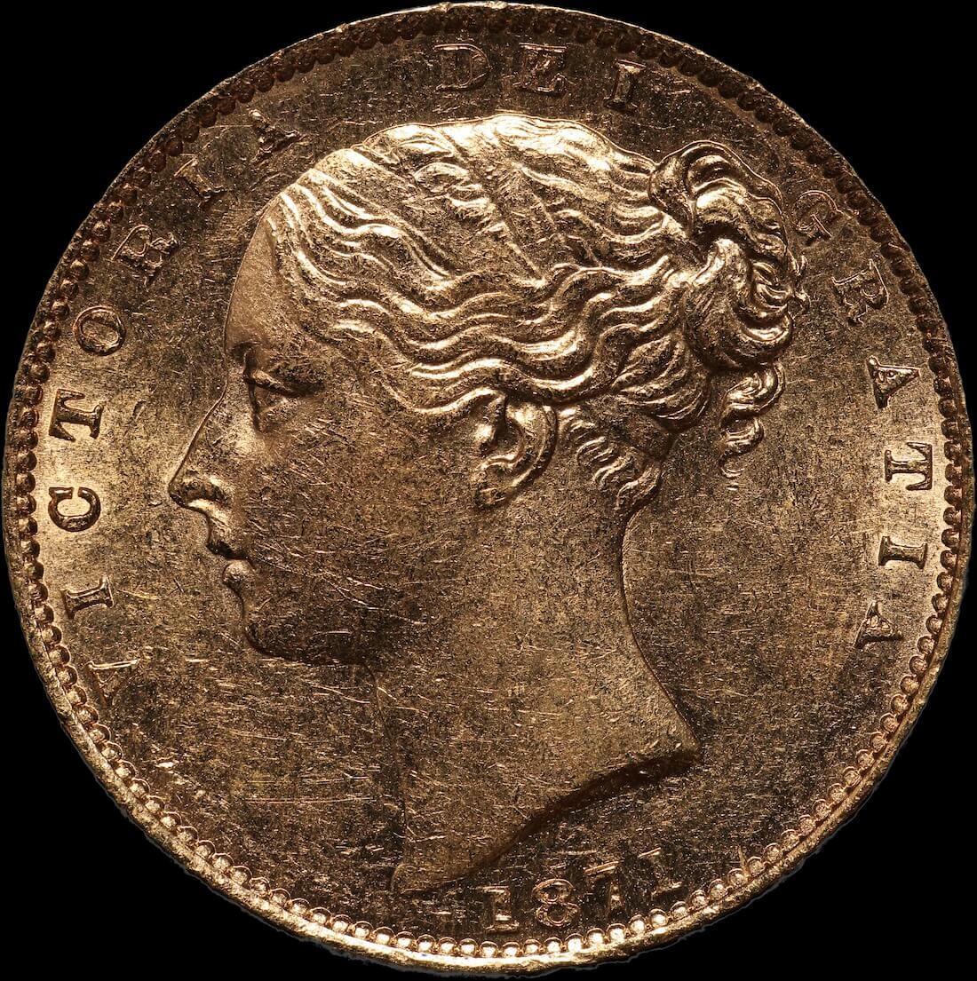 1871 Sydney Shield Sovereign WW Raised good EF product image