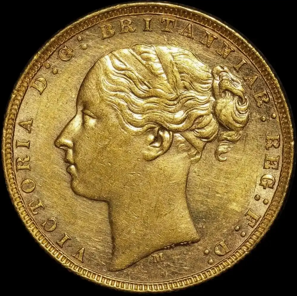 1873 Melbourne Young Head Sovereign good EF product image