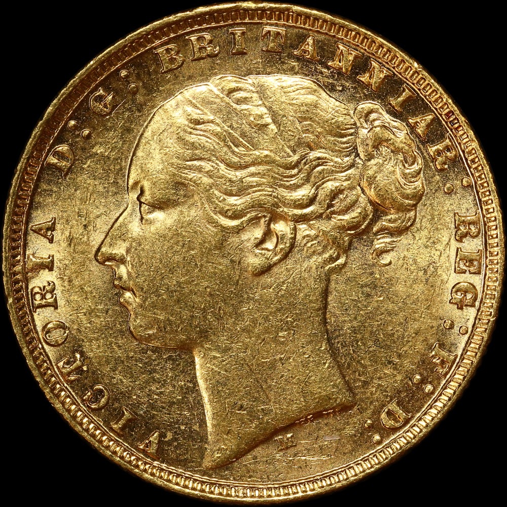 1876 Melbourne Young Head Sovereign good EF product image