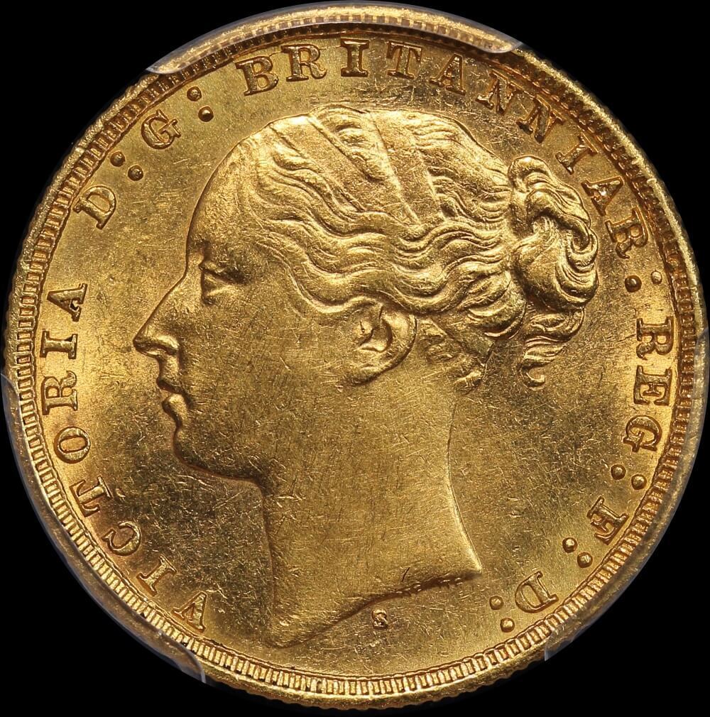 1879 Sydney Young Head Sovereign PCGS Genuine UNC Details product image