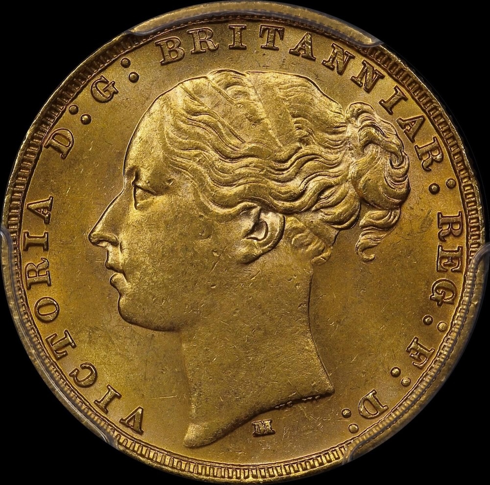 1879 Melbourne Young Head Sovereign Unc (PCGS MS62) product image