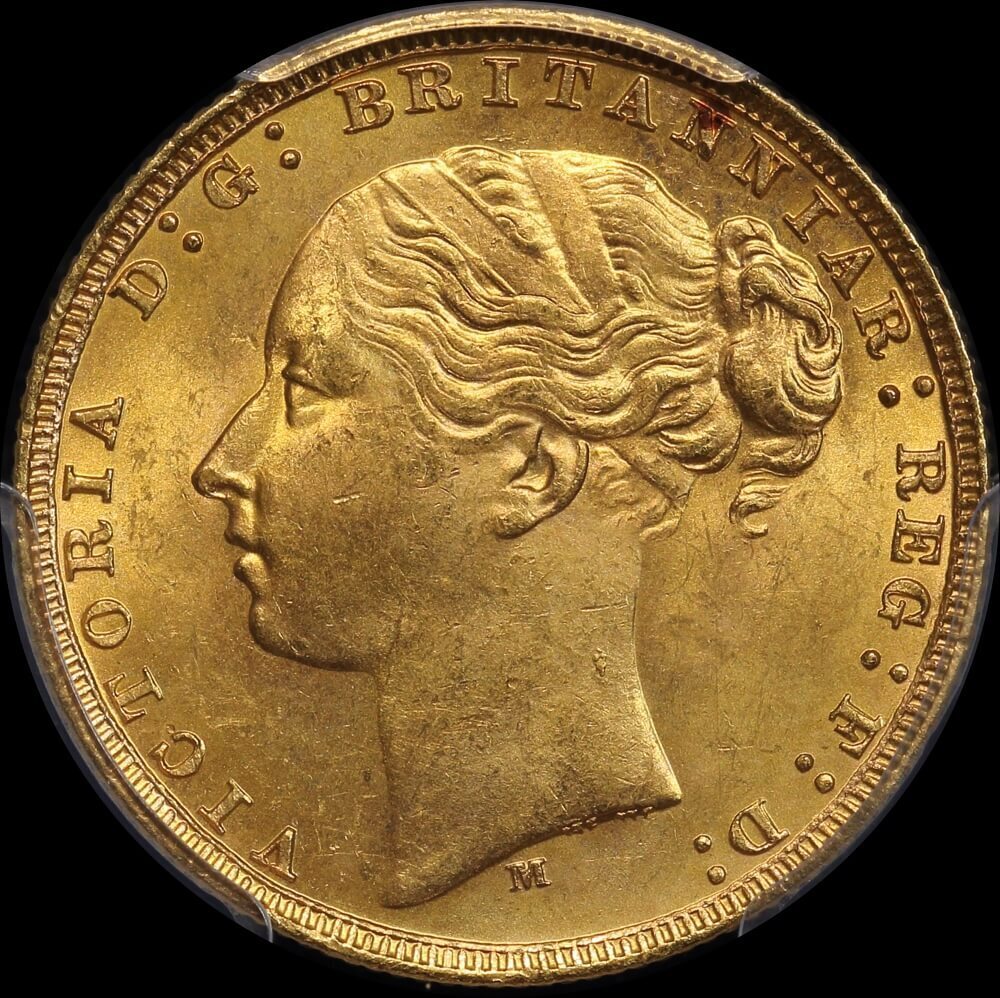 1880 Melbourne Young Head Sovereign PCGS MS63 product image