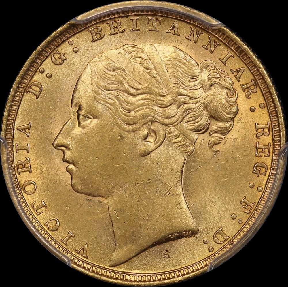 1884 Sydney Young Head Sovereign Unc (PCGS MS62) product image