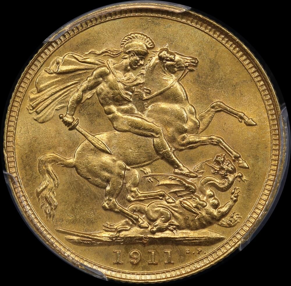 1911 Sydney George V Large Head Sovereign PCGS MS63 product image