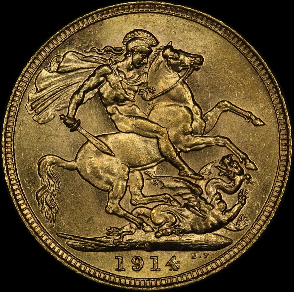 1914 Sydney George V Large Head Sovereign Choice Unc (PCGS MS64) product image