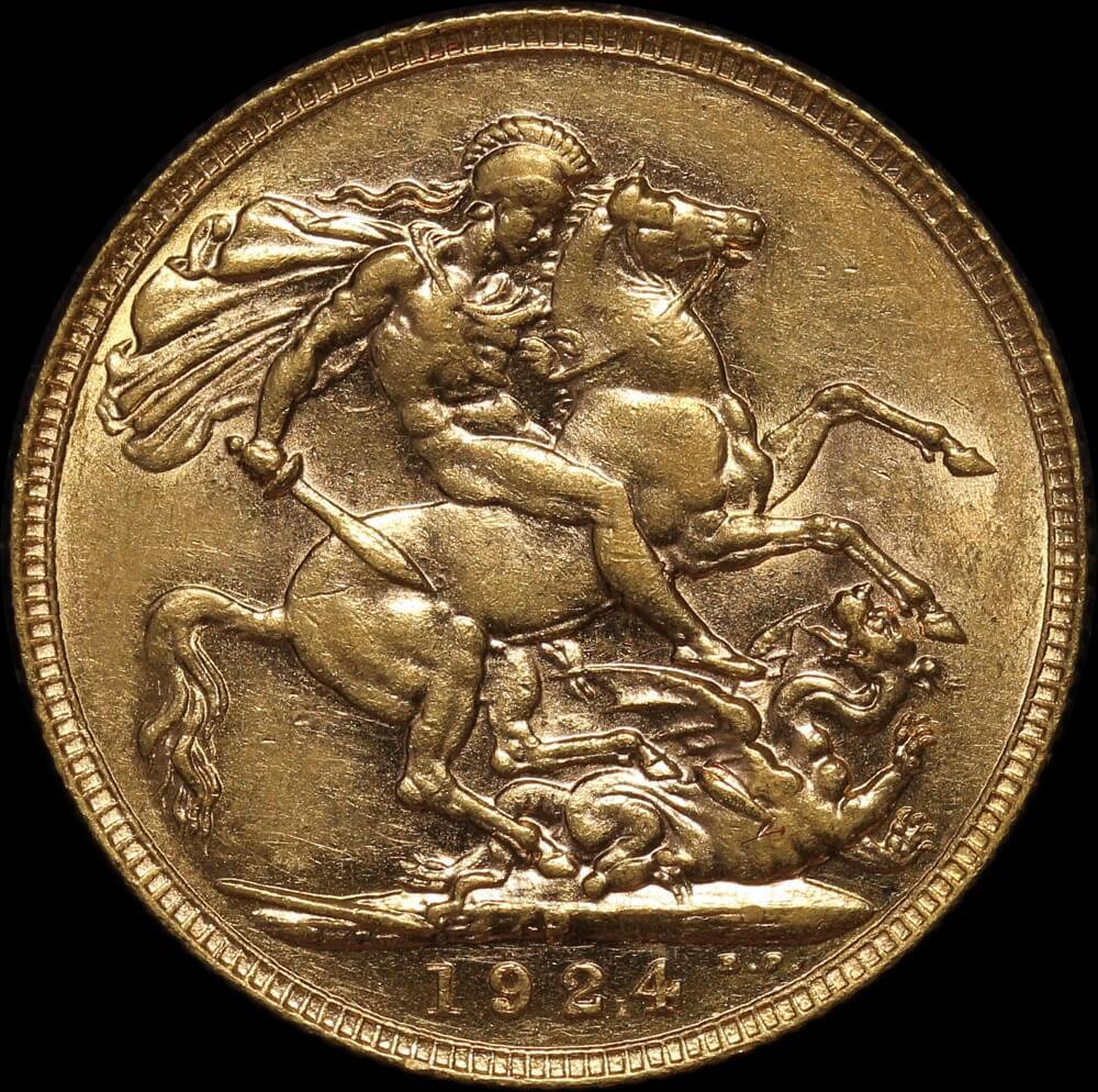 1924 Perth George V Large Head Sovereign good VF product image