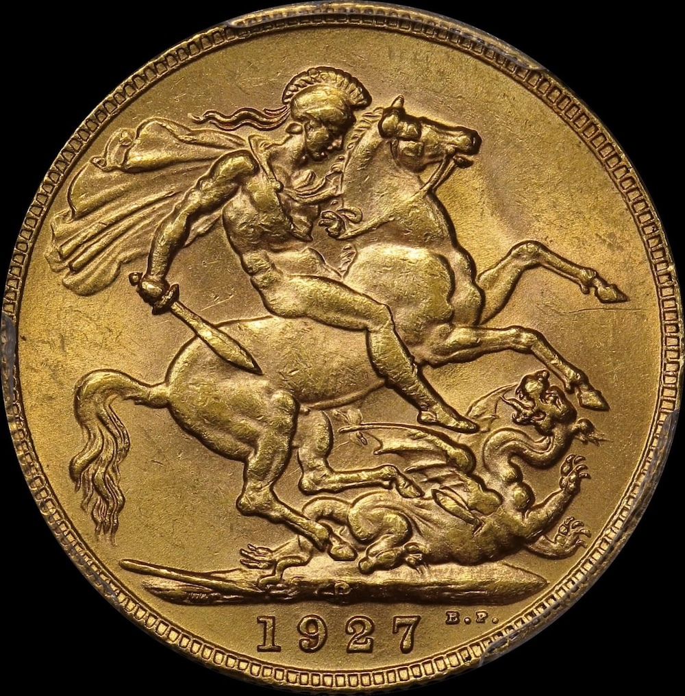 1927 Perth George V Large Head Sovereign PCGS AU58 product image