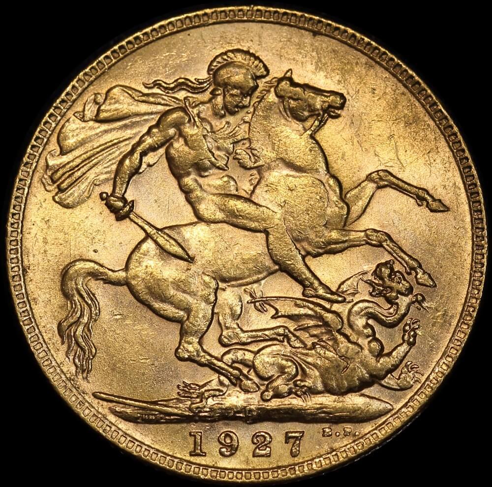 1927 Perth George V Large Head Sovereign good EF product image