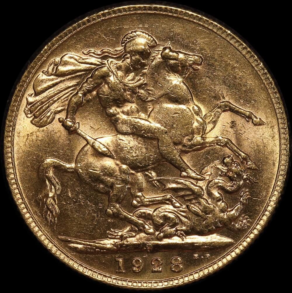 1928 Perth George V Large Head Sovereign good VF product image