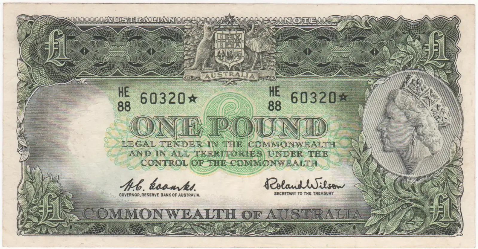 1961 One Pound Coombs/Wilson R34aS about EF product image