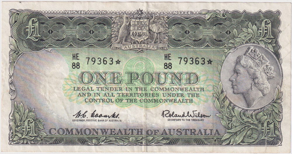 1961 One Pound Star Note Coombs/Wilson R34aS Very Fine (1cm tear)  product image