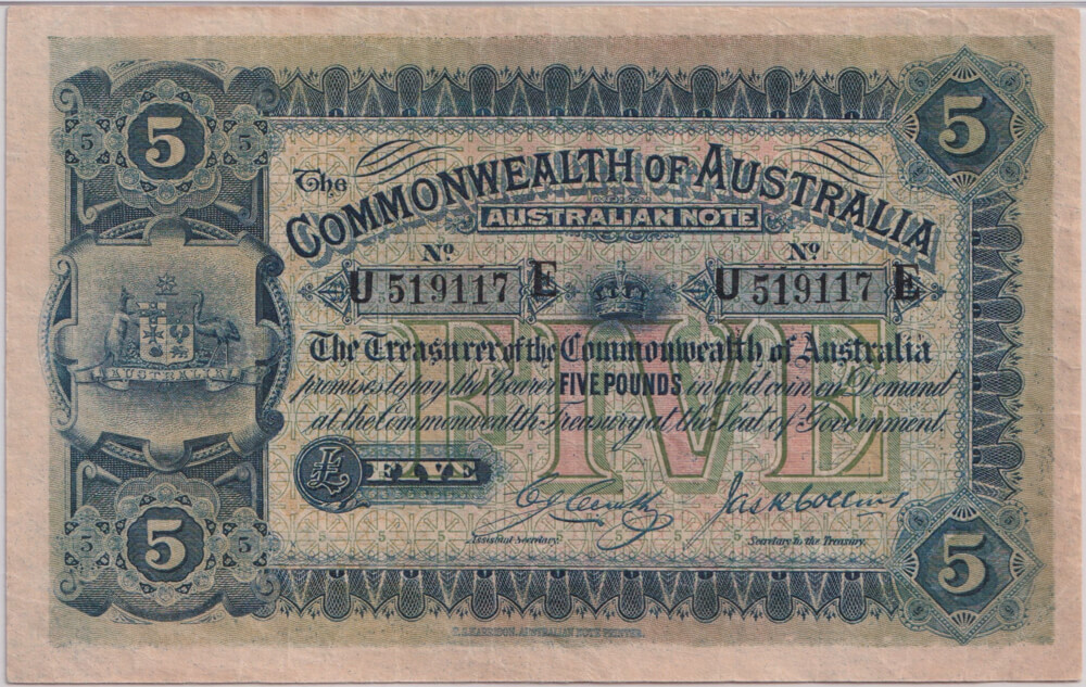 1918 Five Pound Cerutty/Collins R37B PMG VF25 product image