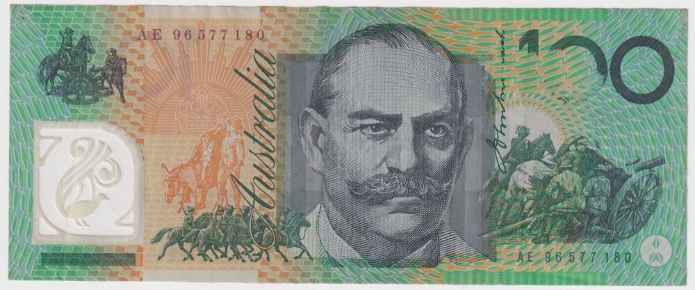 1996 $100 Note Fraser/Evans R616 Missing Intaglio Error good VF product image