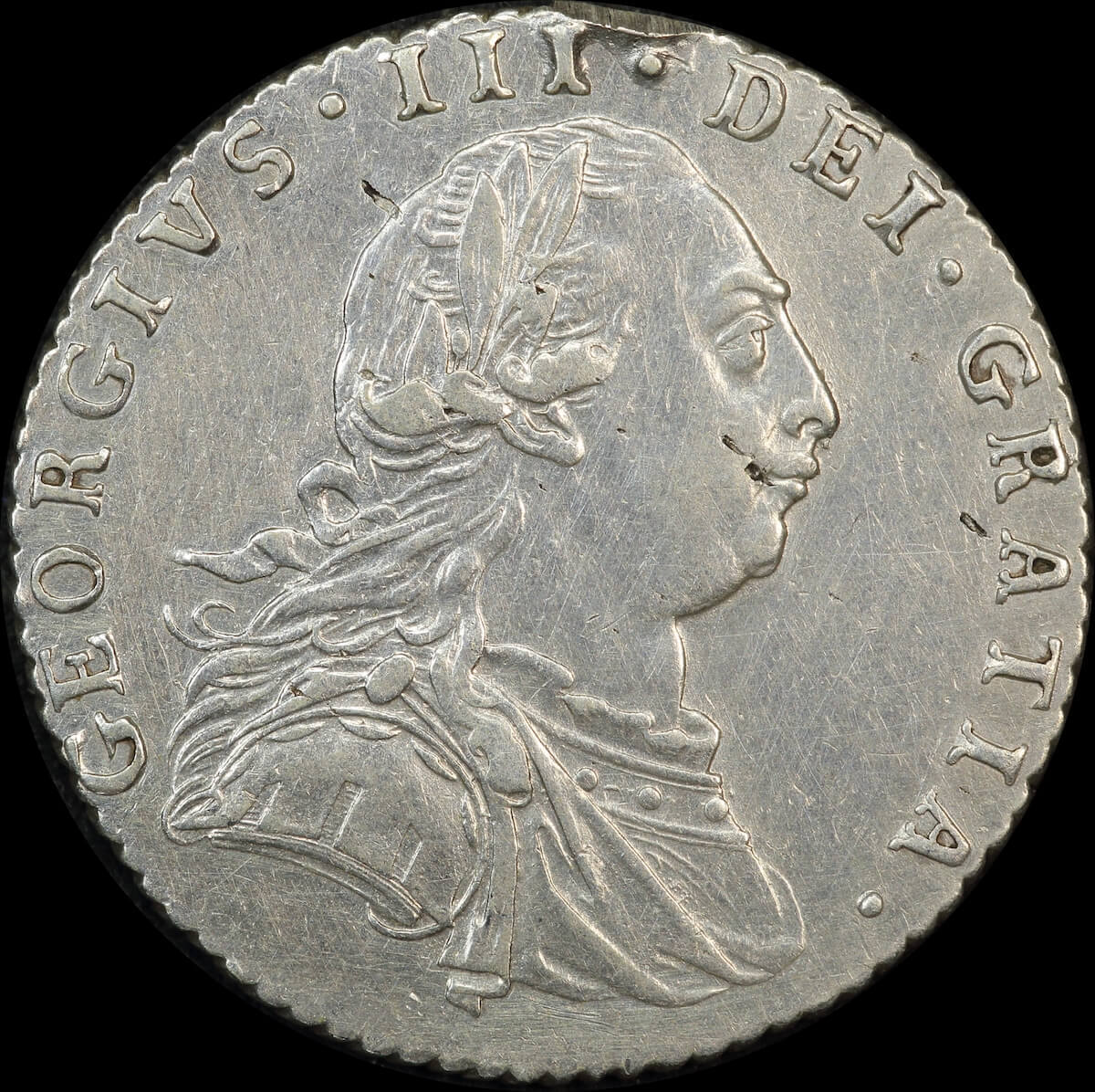 1787 Silver Shilling George III S#3743 With Semee Very Fine product image