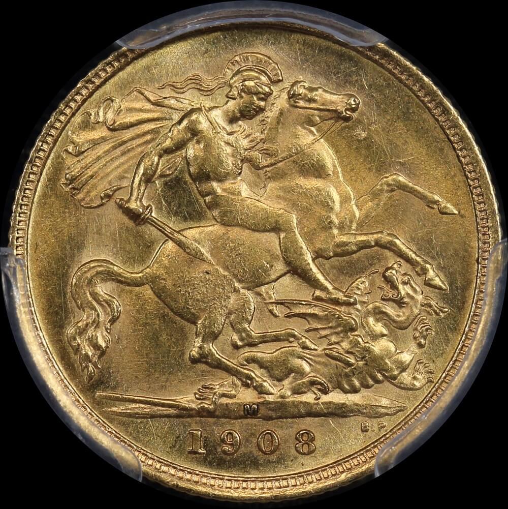 1908 Melbourne Edward VII Half Sovereign PCGS MS61 product image