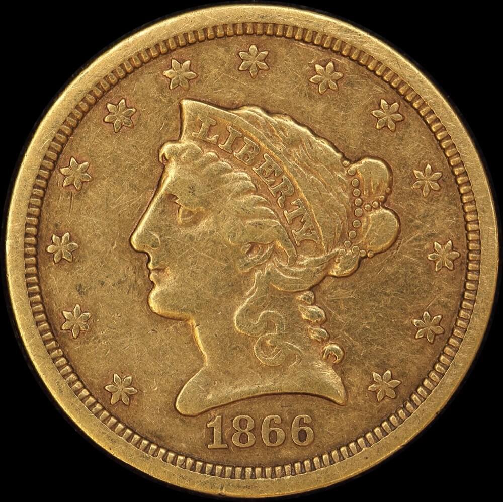 United States 1866-S Gold 2.5 Dollars Very Fine product image