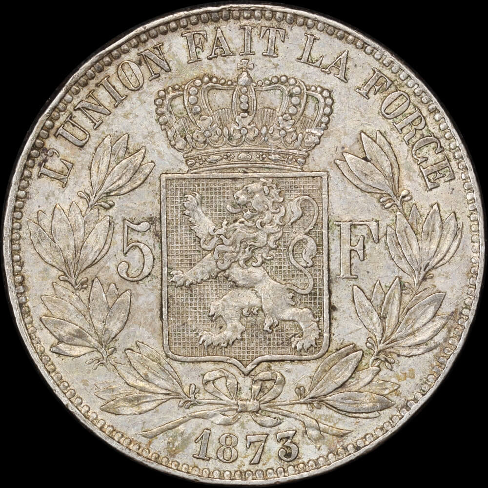 Belgium 1873 Silver 5 Francs KM# 24 Extremely Fine product image