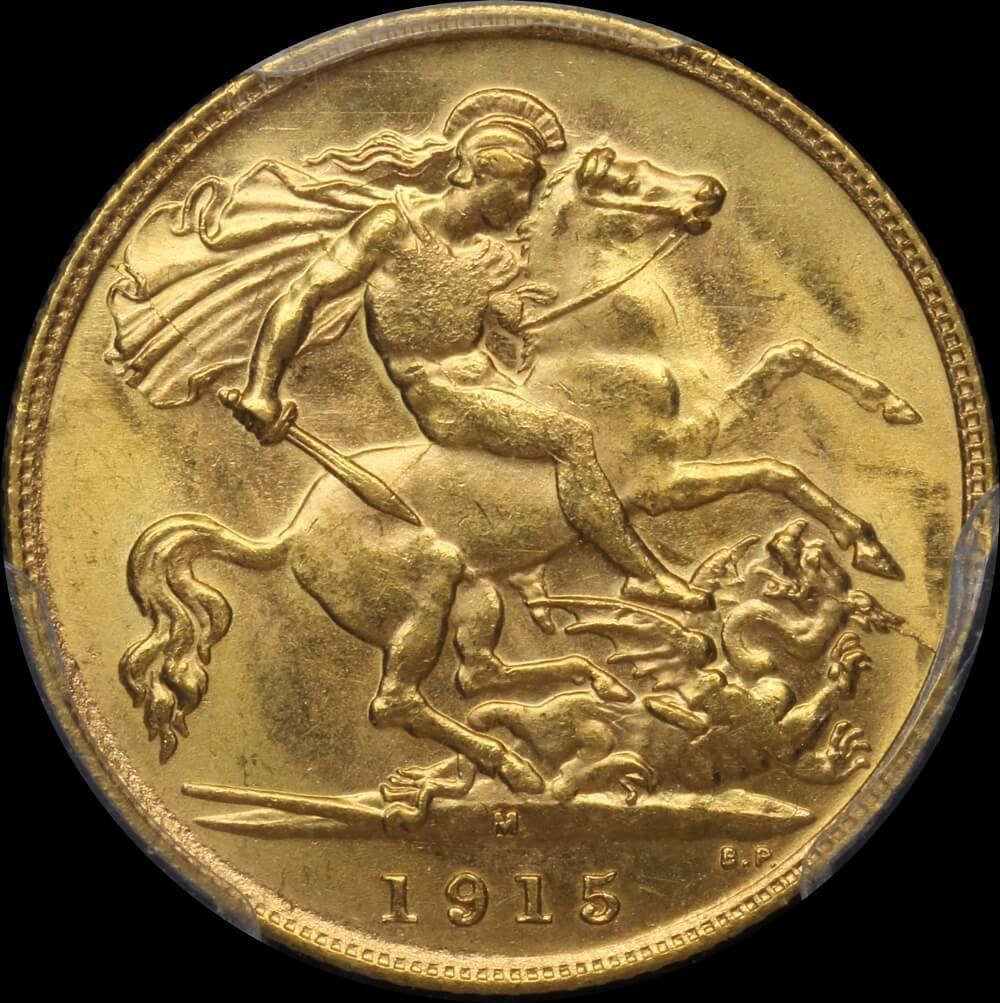 1915 Melbourne George V Half Sovereign Choice Unc (PCGS MS63) product image
